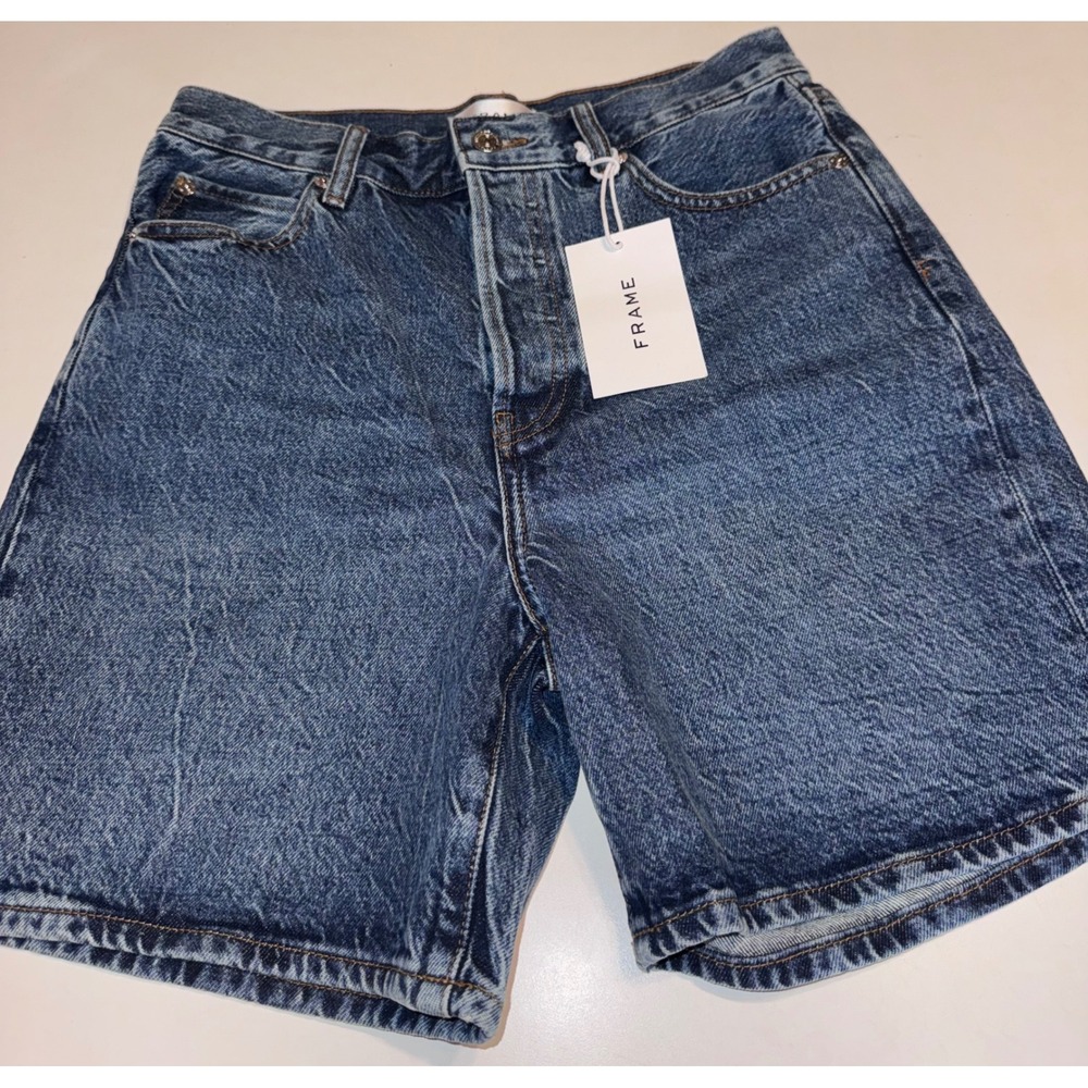 Frame Jorts The Timeless Short High Rise Denim Shorts in Sept Blue 26 NEW